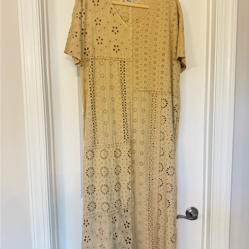 Jaded Gypsy Elegant Beige Eyelet Dress